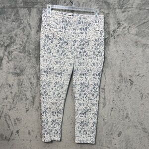 Mario Serrani Blue White Pants Med stretch pullon rayon nylon spandex